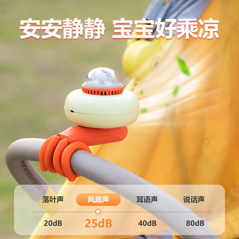 嬰兒車(chē)驅(qū)蚊風(fēng)扇宇航員公仔款-牛油黃